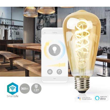 LED Zatemnljiva žarnica ST64 E27/4,9W/230V Wi-Fi 1800-6500K