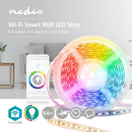 Nedis WIFILS50CRGBW - LED RGB Pametni Wi-Fi trak LED / 15W / 230V 2700 - 6500K 5 m