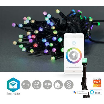 LED RGB Zunanja božična veriga 42xLED/8 funkcij 8m IP65 Wi-Fi Tuya