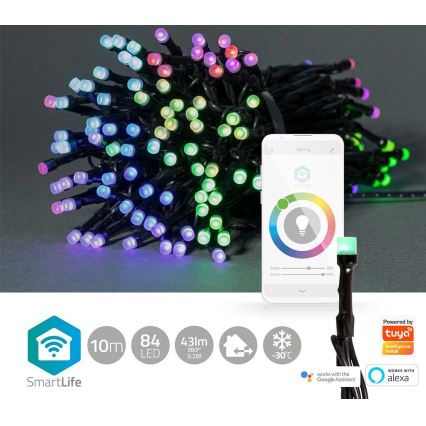 LED RGB Zunanja božična veriga 84xLED/8 funkcij 13m IP65 Wi-Fi Tuya