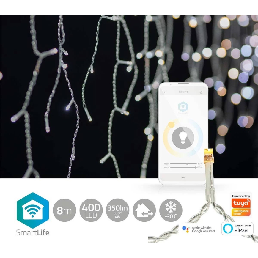 LED zunanja božična zavesa z zatemnitvijo 400xLED/11 funkcij 11m IP65 Wi-Fi Tuya