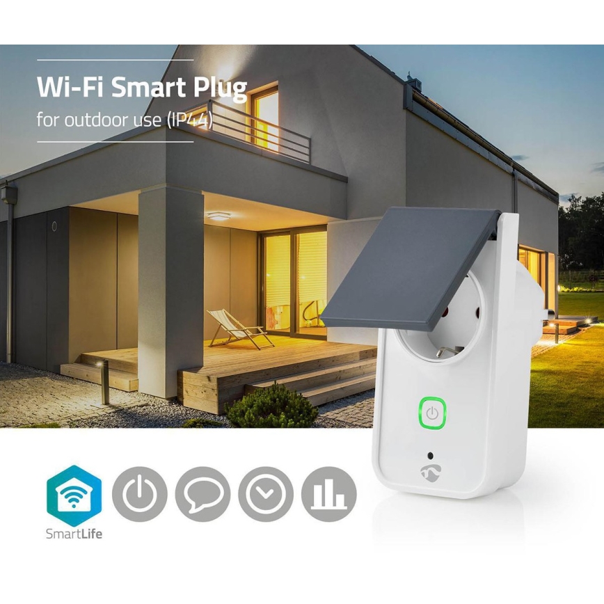 Pametni zunanji vtičnica 3680W/230V/Tip F SCHUKO/16A Wi-Fi IP44