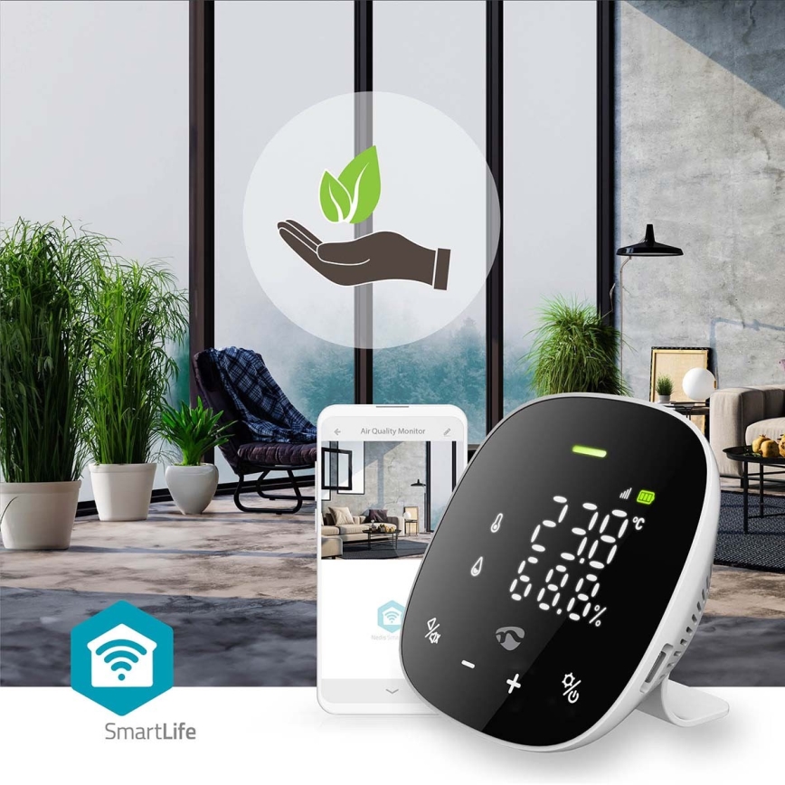 Pametni monitor kakovosti zraka z LED zaslonom SmartLife Wi-Fi