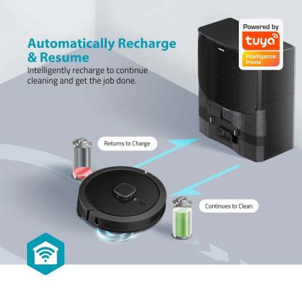 Pametni robotski sesalnik z mopom SmartLife 5200 mAh Wi-Fi Tuya črna + Daljinski upravljalnik