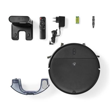 Pametni robotski sesalnik z mopom 28W/2500 mAh Wi-Fi črne barve + daljinski upravljalnik