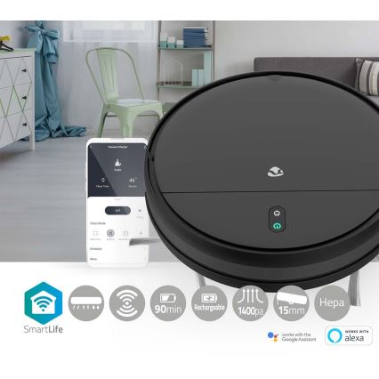 Pametni robotski sesalnik z mopom 28W/2500 mAh Wi-Fi črna + Daljinski upravljalnik