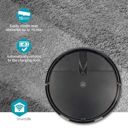 Pametni robotski sesalnik z mopom SmartLife 2600 mAh Wi-Fi Tuya črne barve + daljinski upravljalnik