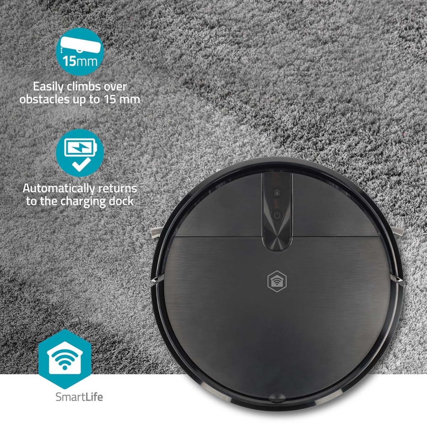 Pametni robotski sesalnik z mopom SmartLife 2600 mAh Wi-Fi Tuya črne barve + daljinski upravljalnik