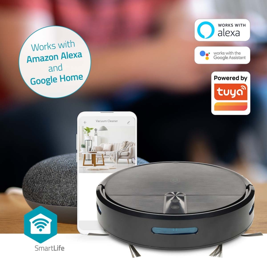 Pametni robotski sesalnik z mopom SmartLife 2600 mAh Wi-Fi Tuya črne barve + daljinski upravljalnik