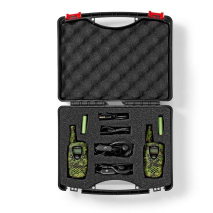 SET 2x Walkie-talkie z LED lučko 3xAAA domet 8 km kamuflaža