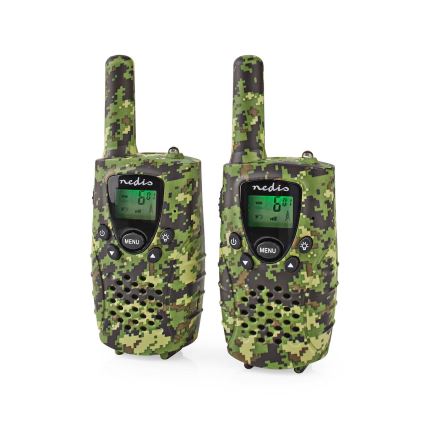 SET 2x Walkie-talkie z LED lučko 3xAAA domet 8 km kamuflaža