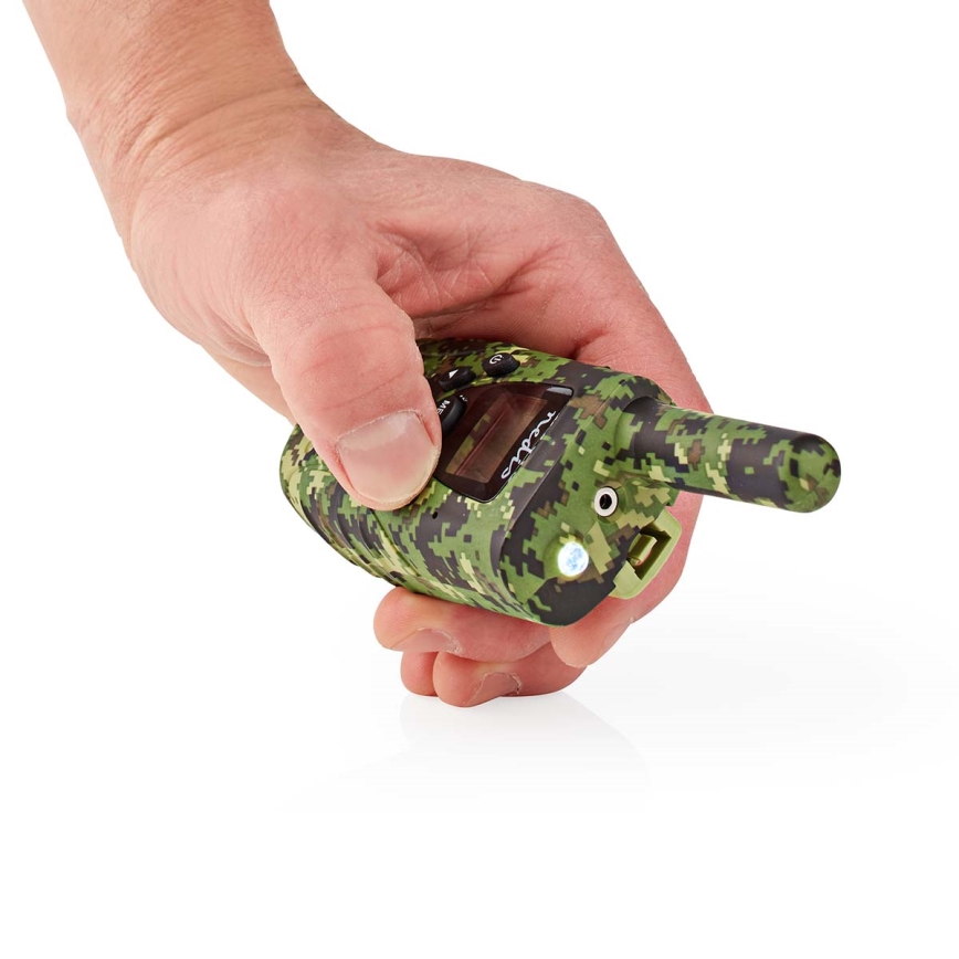 SET 2x Walkie-talkie z LED lučko 3xAAA domet 8 km kamuflaža