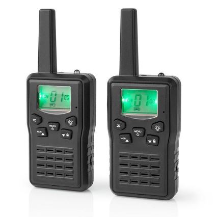 SET 2x Polnilni walkie-talkie z LED svetilko 1300 mAh domet 10 km