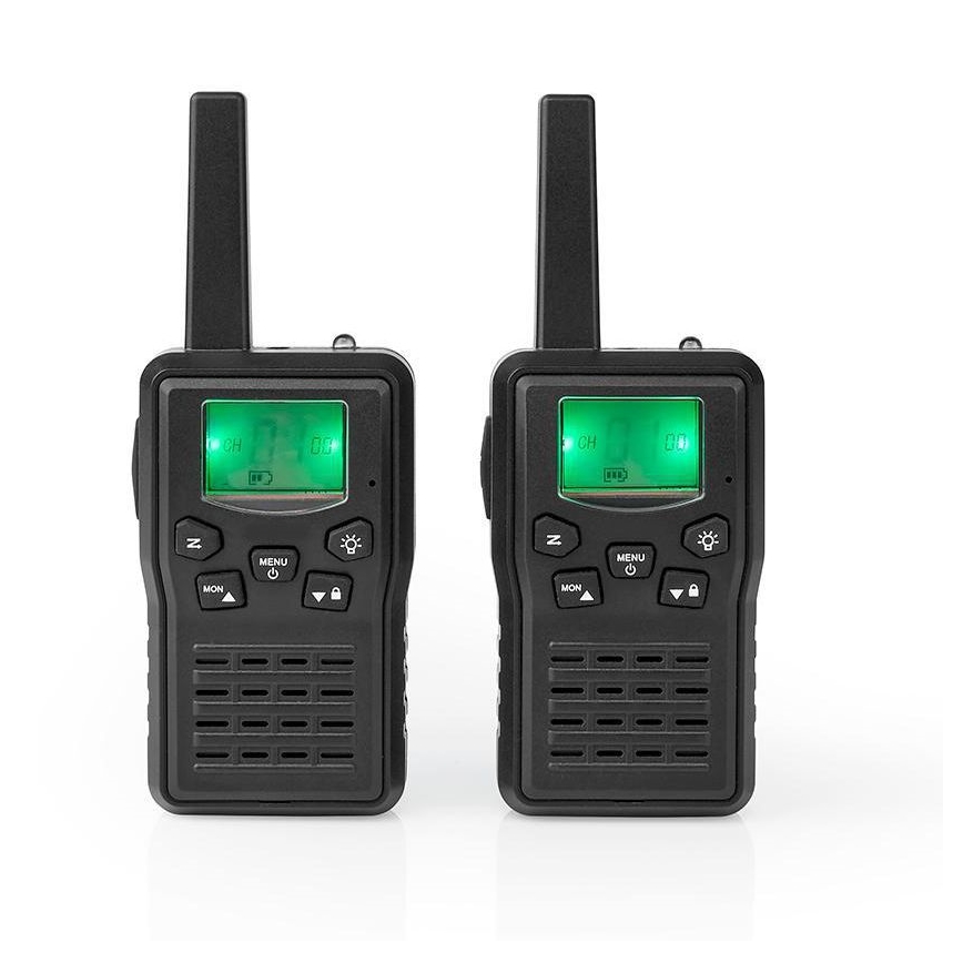 SET 2x Polnilni walkie-talkie z LED svetilko 1300 mAh domet 10 km