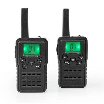 SET 2x Polnilni walkie-talkie z LED svetilko 1300 mAh domet 10 km