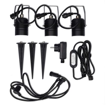 Komplet 3x zatemnjivih zunanjih LED RGBW svetilk SmartLife LED/3W/230V IP65 Wi-Fi Tuya črna