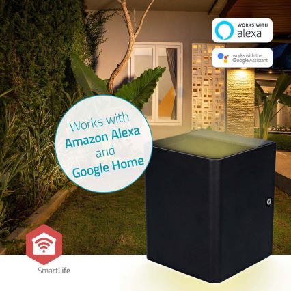 LED RGBW zatemnljivo zunanje stensko svetilo SmartLife LED/12W/230V IP65 Wi-Fi Tuya črno