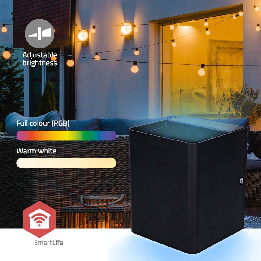 LED RGBW zatemnljivo zunanje stensko svetilo SmartLife LED/12W/230V IP65 Wi-Fi Tuya črno