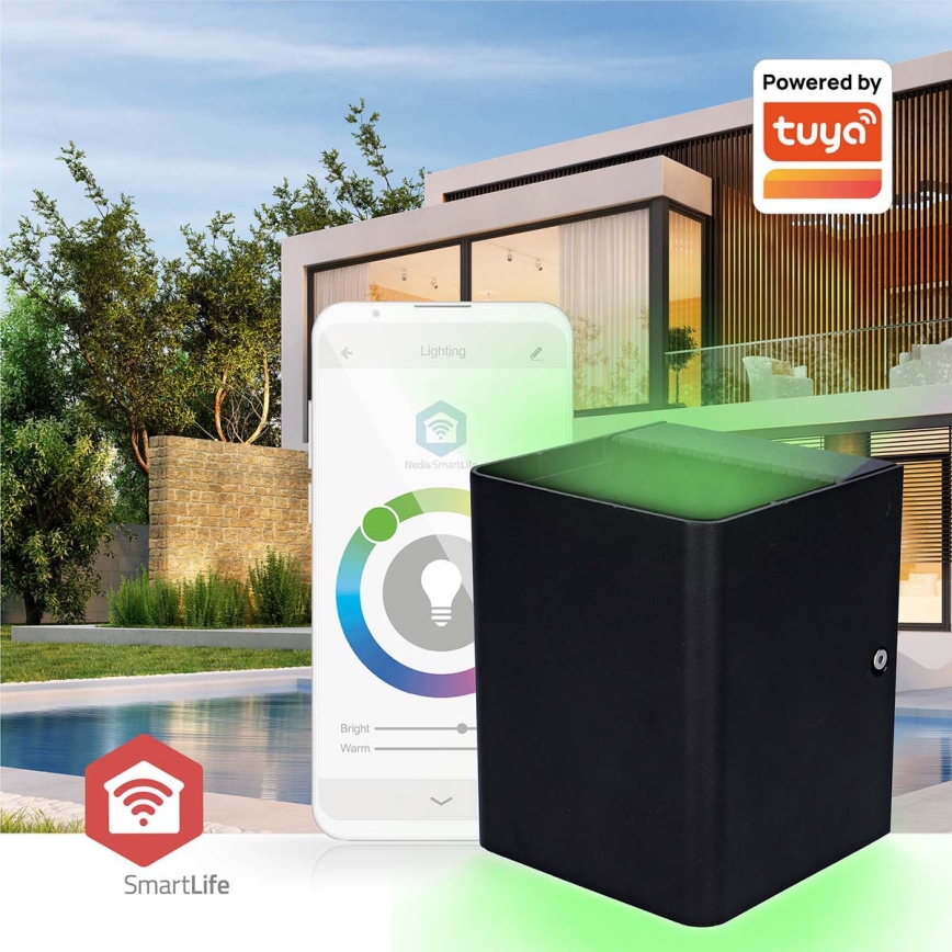 LED RGBW zatemnljivo zunanje stensko svetilo SmartLife LED/12W/230V IP65 Wi-Fi Tuya črno