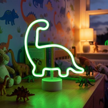 Neonska LED namizna dekoracija — dinozaver, 2 W, napajanje 3×AA ali USB