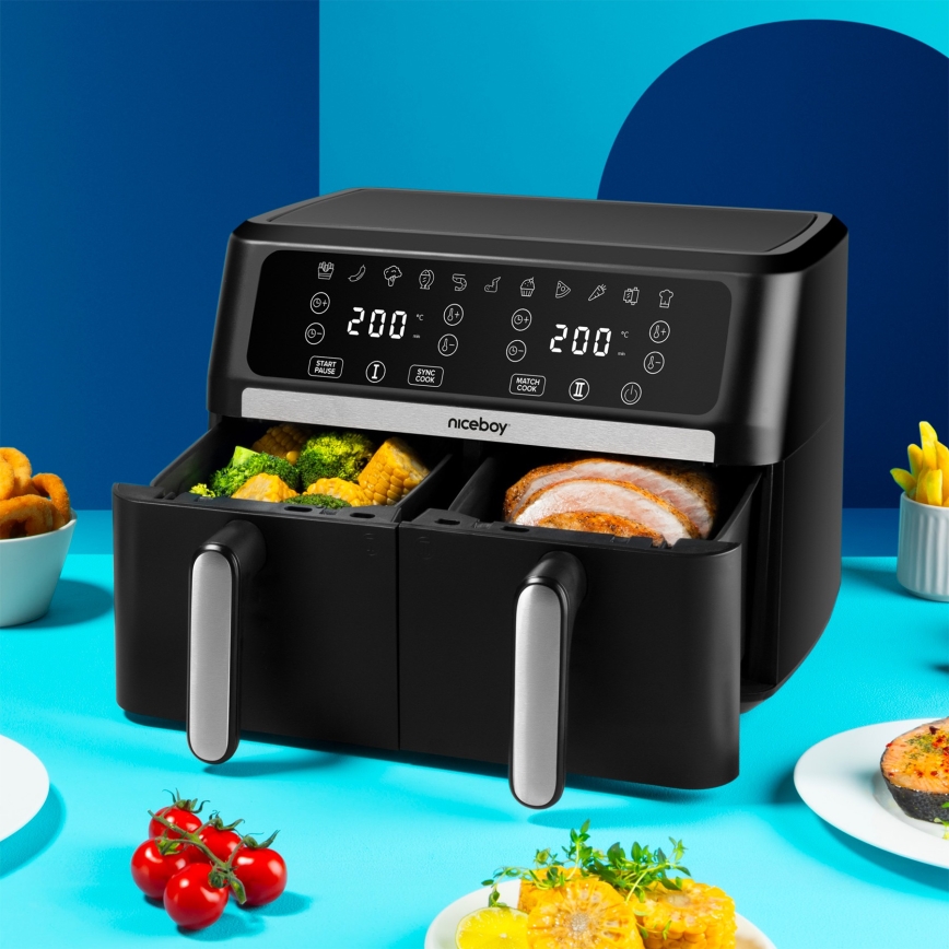 Niceboy AirFryer DUO - Dvojna friteza z vročim zrakom 9 l 2400W/230V