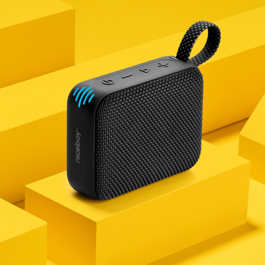 Niceboy Atom 4 - LED Brezžični zvočnik z mikrofonom 6W/1000 mAh IP67 črna
