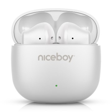 Niceboy Beans 4 POP - Brezžične slušalke 200 mAh + 2x 30 mAh IPX4 bela