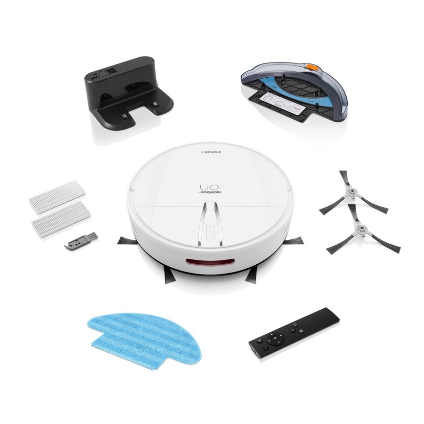 Niceboy ION Charles i4 - Pametni robotski sesalnik 2v1 4400 mAh Wi-Fi bela + Daljinski upravljalnik