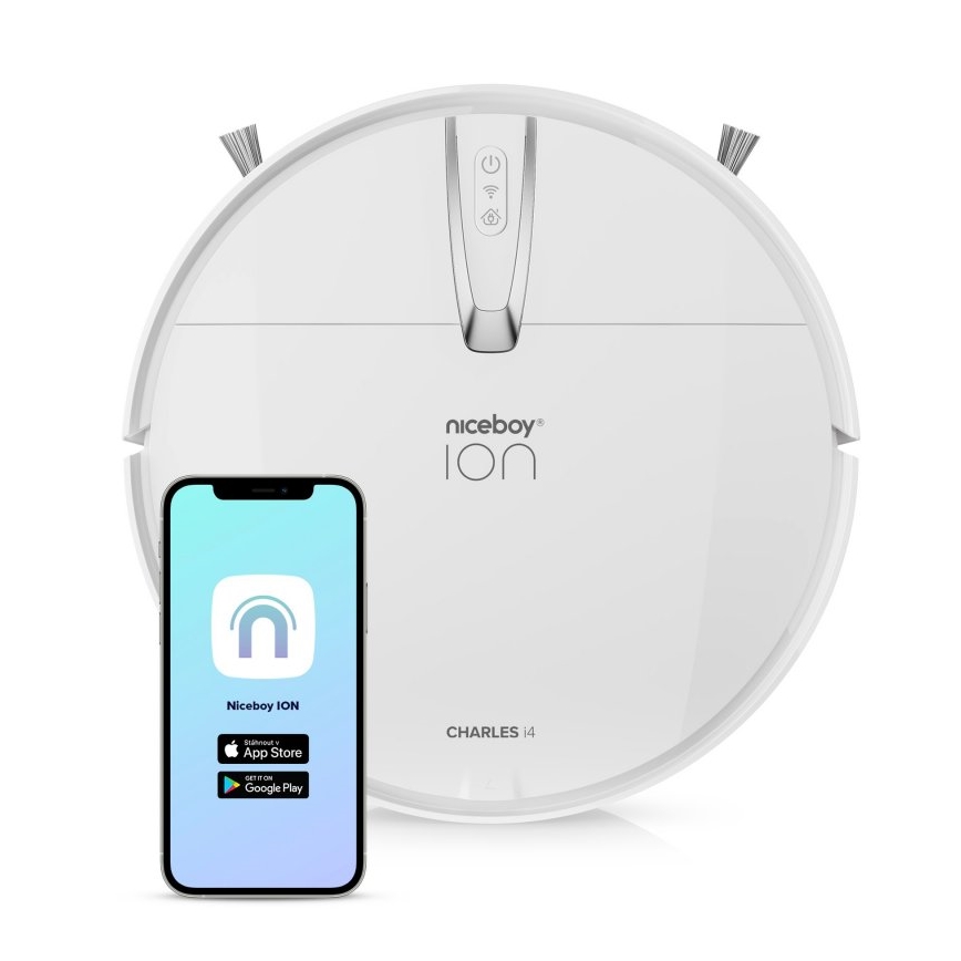Niceboy ION Charles i4 - Pametni robotski sesalnik 2v1 4400 mAh Wi-Fi bela + Daljinski upravljalnik