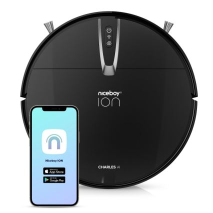 Niceboy ION Charles i4 - Pametni robotski sesalnik 2v1 4400 mAh Wi-Fi črna + Daljinski upravljalnik