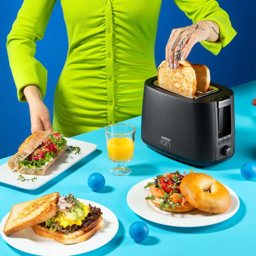 Niceboy ION Cruncher C1 - Toaster z dvema luknjama in roaster 750W/230V črna