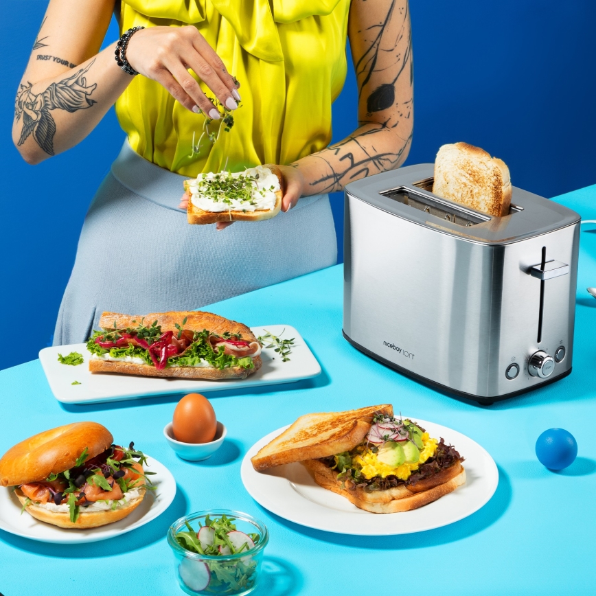 Niceboy ION Cruncher C4 - Toaster z dvema luknjama in roaster 850W/230V nerjaveče jeklo
