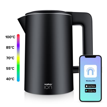 Niceboy ION SmartKettle - Pametni grelnik vode s termoregulacijo 1,7 l 2200W/230V Wi-Fi črna