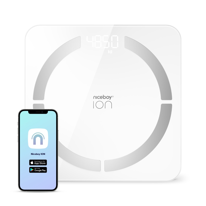 Niceboy ION SmartScale - Pametna digitalna osebna tehtnica 3xAAA bela