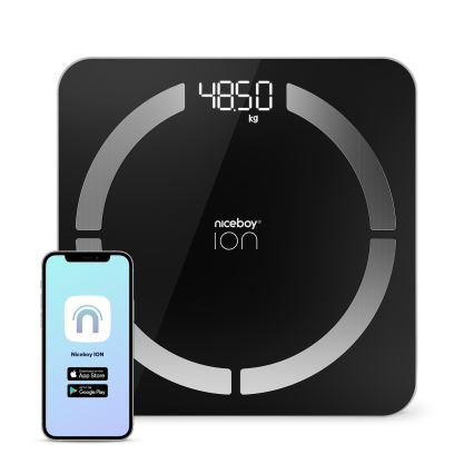Niceboy ION SmartScale - Pametna digitalna osebna tehtnica 3xAAA črna