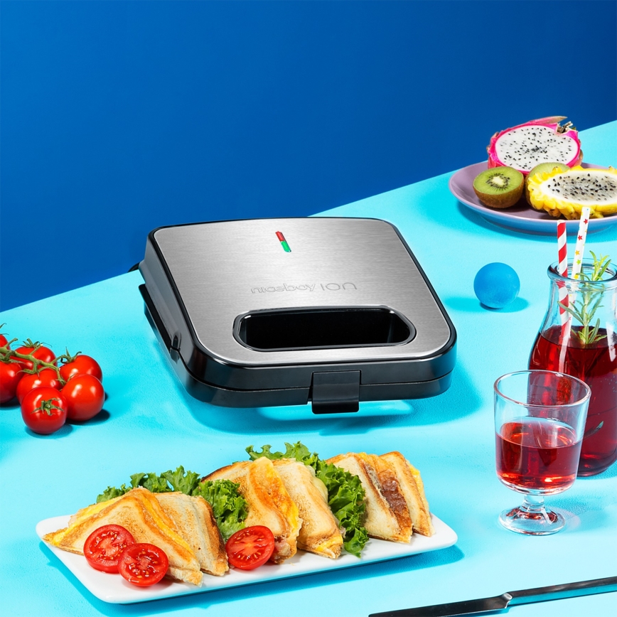 Niceboy ION Snacker S1 - Aparat za sendviče 750W/230V mat krom/črna
