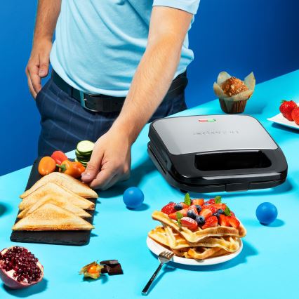Niceboy ION Snacker S3 - Aparat za sendviče 3v1 750W/230V nerjaveče jeklo/črna