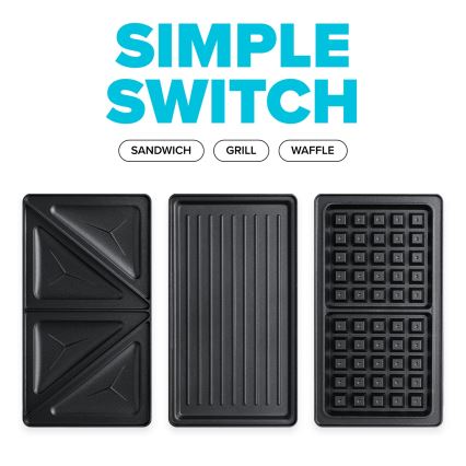 Niceboy ION Snacker S3 - Aparat za sendviče 3v1 750W/230V nerjaveče jeklo/črna