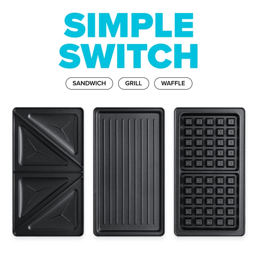 Niceboy ION Snacker S3 - Aparat za sendviče 3v1 750W/230V nerjaveče jeklo/črna