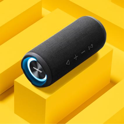 Niceboy Nexus - LED brezžični zvočnik z mikrofonom 26W/4000 mAh IPX6 črna