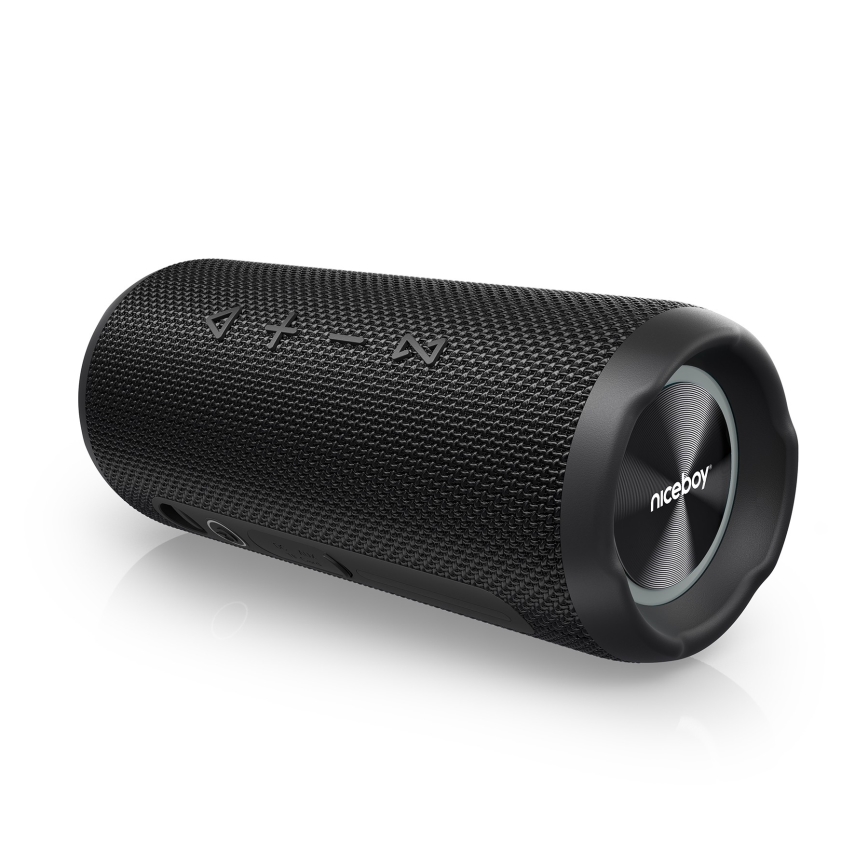 Niceboy Nexus - LED Brezžični zvočnik z mikrofonom 26W/4000 mAh IPX6 črna