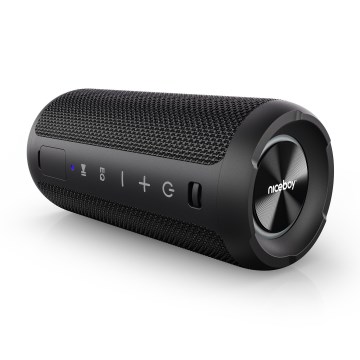 Niceboy Orion - LED Brezžični zvočnik z mikrofonom 24W/2200 mAh IPX7 črna