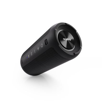 Niceboy Orion - LED Brezžični zvočnik z mikrofonom 24W/2200 mAh IPX7 črna