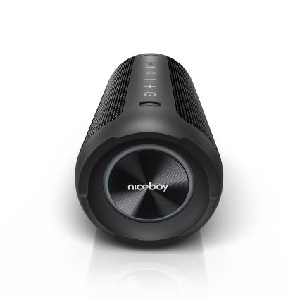 Niceboy Orion - LED Brezžični zvočnik z mikrofonom 24W/2200 mAh IPX7 črna