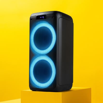 Niceboy PARTY Boss 2 - LED Brezžični zvočnik z mikrofonom in power bank funkcija 200W/4500 mAh + Daljinski upravljalnik
