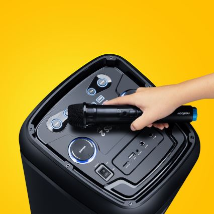 Niceboy PARTY Boss 2 - LED Brezžični zvočnik z mikrofonom in power bank funkcija 200W/4500 mAh + Daljinski upravljalnik