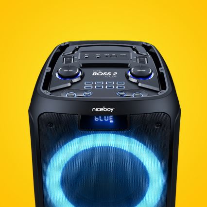 Niceboy PARTY Boss 2 - LED Brezžični zvočnik z mikrofonom in power bank funkcija 200W/4500 mAh + Daljinski upravljalnik