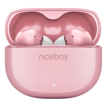 Niceboy Pins 4 - Brezžične slušalke z aktivnim dušenjem hrupa (ANC), 400 mAh + 2x 50 mAh, IPX4, roza
