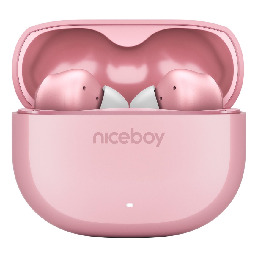 Niceboy Pins 4 - Brezžične slušalke z aktivnim dušenjem hrupa (ANC), 400 mAh + 2x 50 mAh, IPX4, roza
