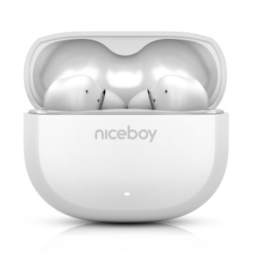 Niceboy Pins 4 - Brezžične slušalke z ANC 400 mAh + 2x 50 mAh IPX4 bela